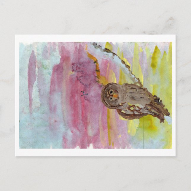 Búho con postal de compañeros fantasmas (Anverso)