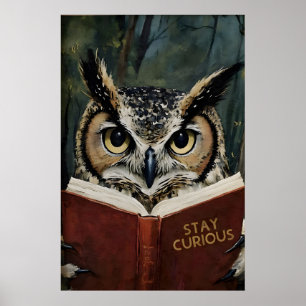 Búho curioso leyendo arte impreso - Amantes de los