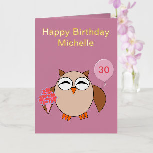Búho de cumpleaños de edad personalizada