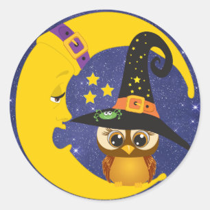 Búho de Halloween en los pegatinas de la luz de