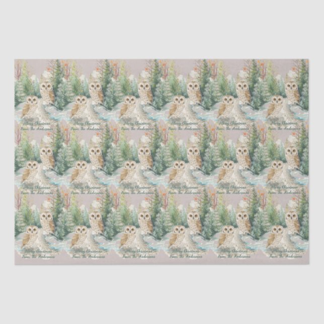 Búho de Invierno Navidad – Papel de Seda Bosque (Anverso)