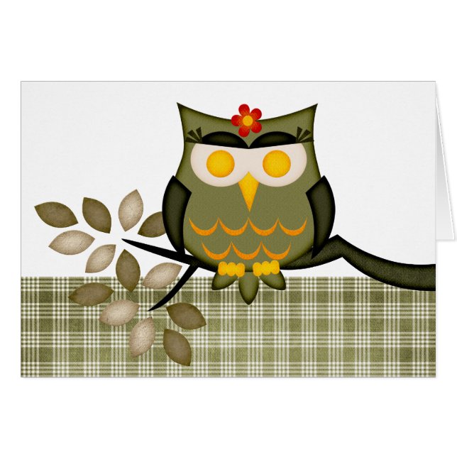 Búho de la tarjeta en el árbol (Anverso (Horizontal))