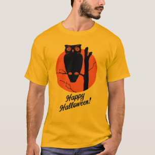 búho de los años 40 en camiseta del árbol