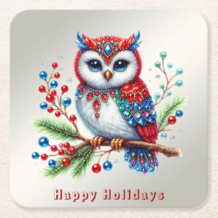 Búho de Navidad Colorido Posavasos de Papel para F