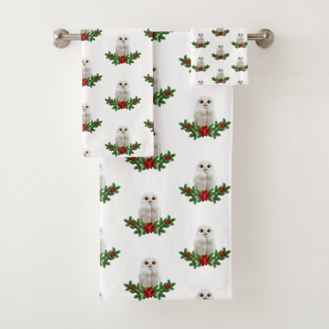 Búho de Navidad de Nieve Blanca (In situ)