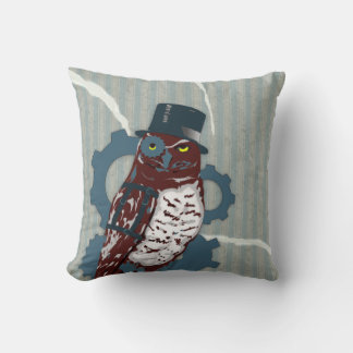 Búho de Steampunk en la almohada que hace tictac