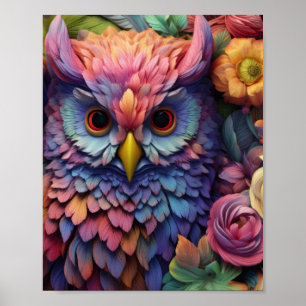 Búho de Sueño Floral – Arte de Ave de Fantasía Col