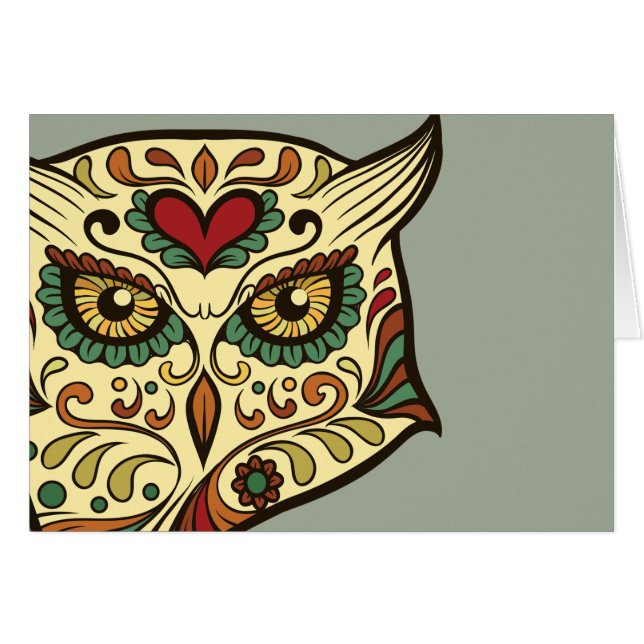 Búho del cráneo del azúcar - diseño del tatuaje (Anverso (Horizontal))