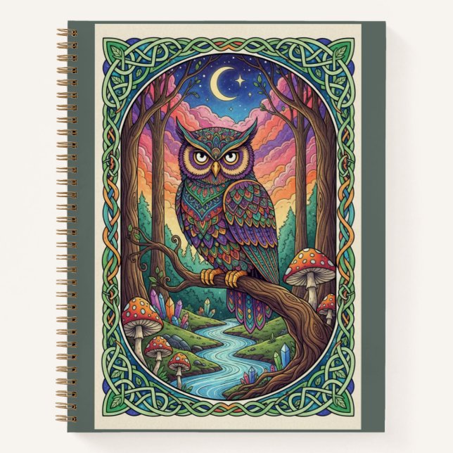 Búho del río del crepúsculo Zentangle Diario fores (Anverso)