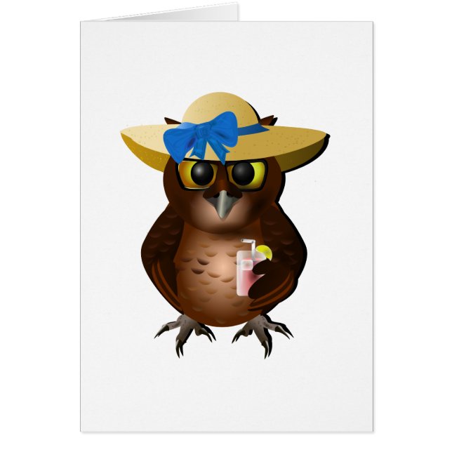 Búho del verano con el gorra y la bebida (Frente)