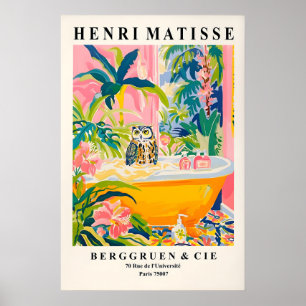 Búho en Bañera Impresión Artística Estilo Henri Ma