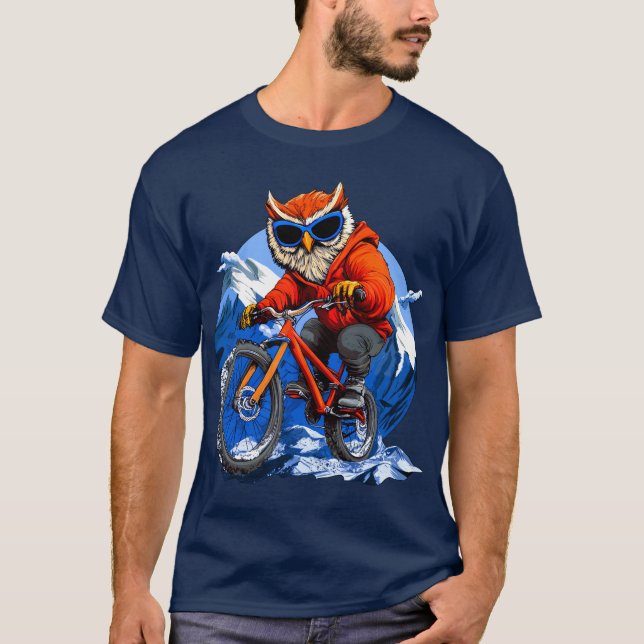 Búho en bicicleta camiseta (Anverso)