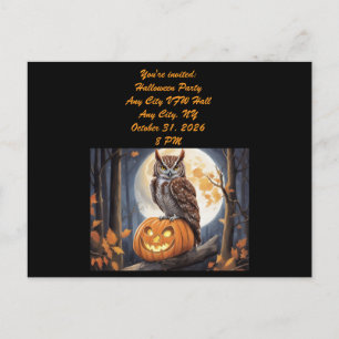 Búho en invitación de Halloween de Jack-o-Lantern