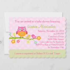 Búho en la invitación a la sucursal de Baby Shower