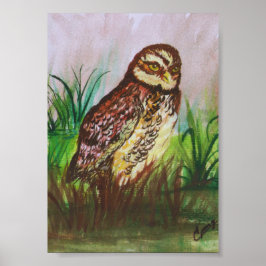 Búho en la naturaleza acuarela decoración de papel