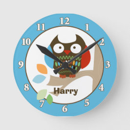 Búho en los arboles Reloj de pared personalizado -