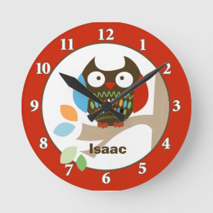 Búho en los árboles Tops reloj de pared personaliz