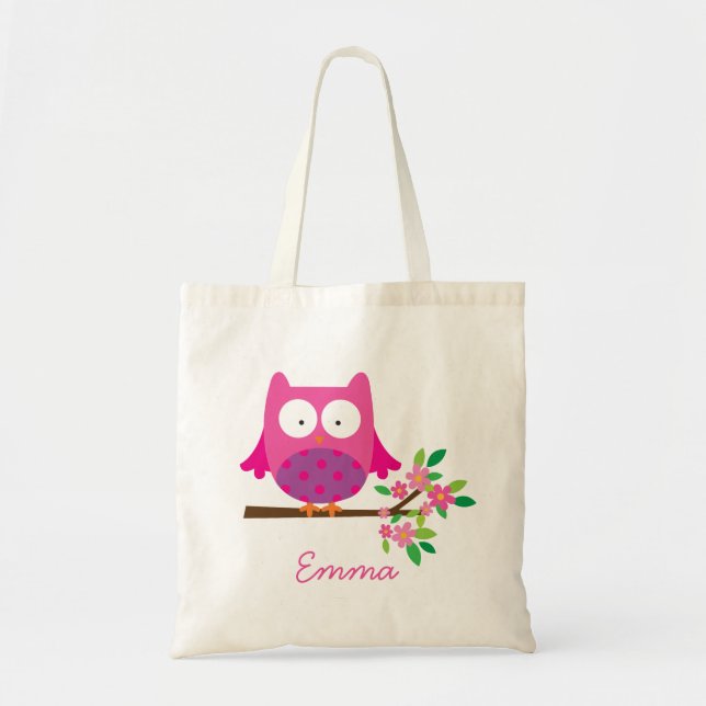 Búho en un tote personalizado rama del bolso para (Frente)