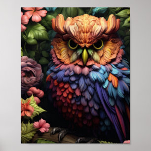 Búho Floral Encantado – Arte Vibrante de Bosque de