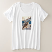 Búho hermoso parado en el paisaje griego