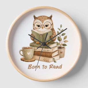 búho lindo, amante del búho, búho leyendo, reloj d
