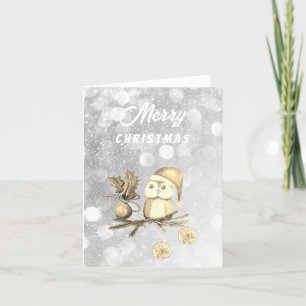 Búho lindo de Navidad con ramas y bolas