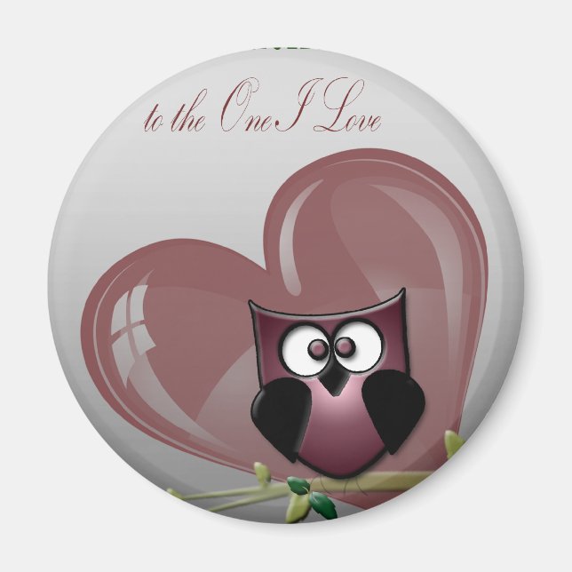 Búho lindo de San Valentín para el imán que amo (Frente)