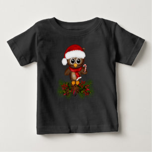 Búho lindo del navidad en la camisa del bebé de la