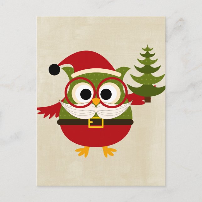 Búho lindo retro del navidad (Anverso)