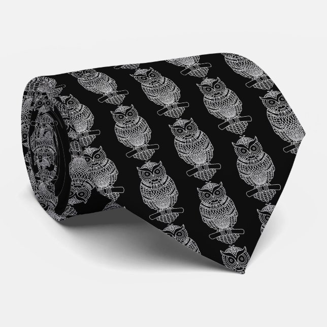 Búho (negro) - Corbata (Enrollado)