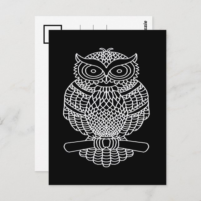 Búho (negro) - Postal (Anverso / Reverso)