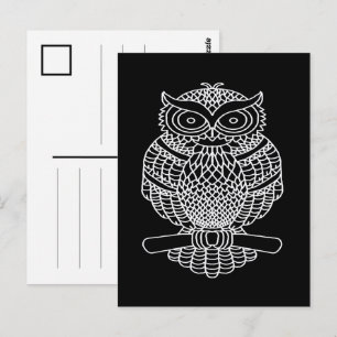 Búho (negro) - Tarjeta postal