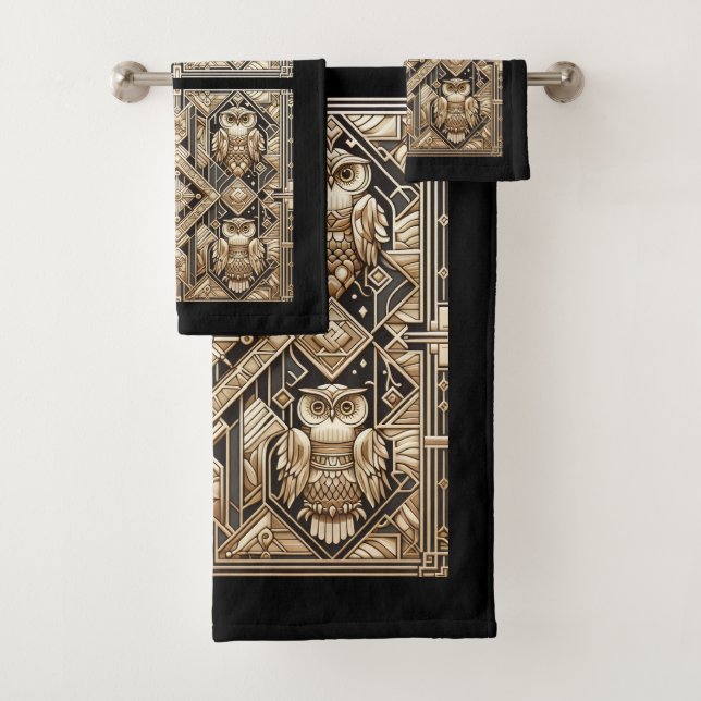 Búho negro y dorado Art Deco (In situ)