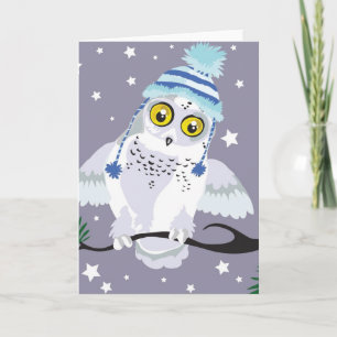 Búho Nevado con las tarjetas de felicitación del