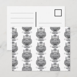 Búho (patrón blanco) - Tarjeta postal