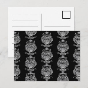 Búho (patrón negro) - Tarjeta postal