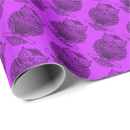 Búho (púrpura neón) - Papel de regalo