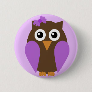 Búho púrpura y un botón del arco