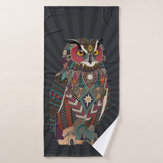 búho real oscuro (Toalla de baño)