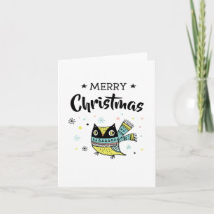 Búho retro feliz navidad