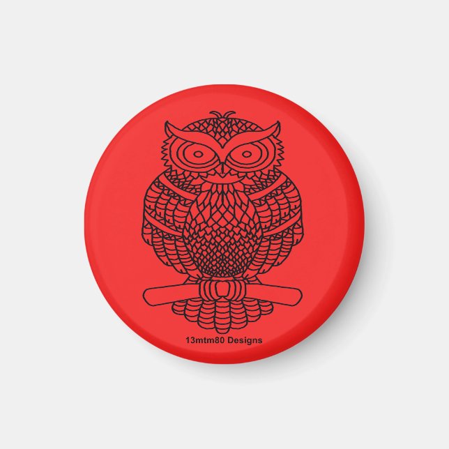 Búho (rojo) - Imán (Frente)