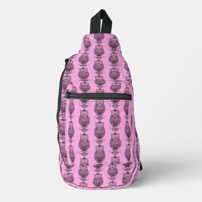 Búho (rosa) - Bolsa bandolera (Anverso)