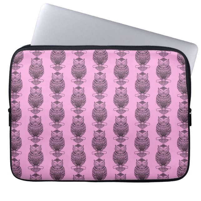 Búho (rosa) - Funda para portátil (Frente)