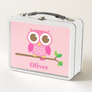 Búho Rosa Lindo en Rama Personalizado para Niñas