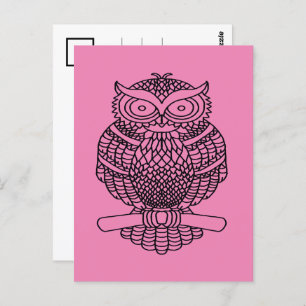 Búho (rosa) - Postal