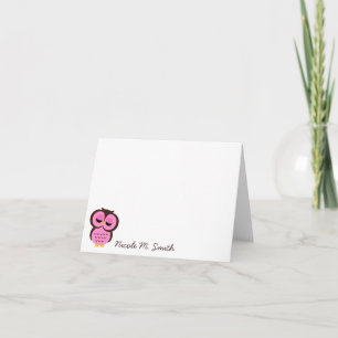 Búho rosado personalizado Notecards