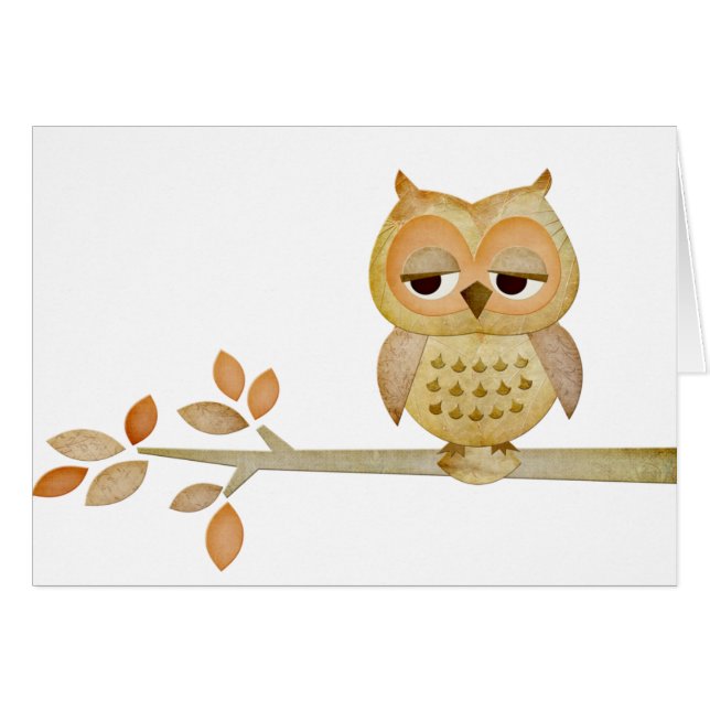 Búho soñoliento en árbol (Anverso (Horizontal))