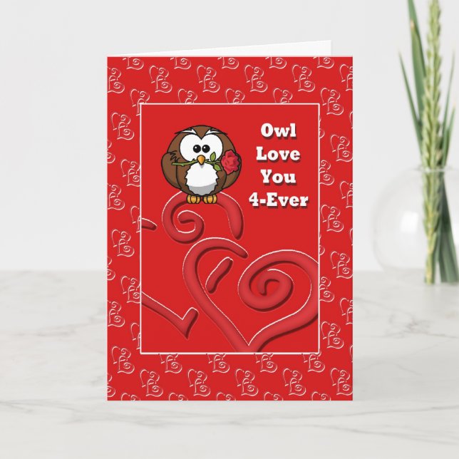 Búho te ama por siempre tarjeta de aniversario (Anverso)