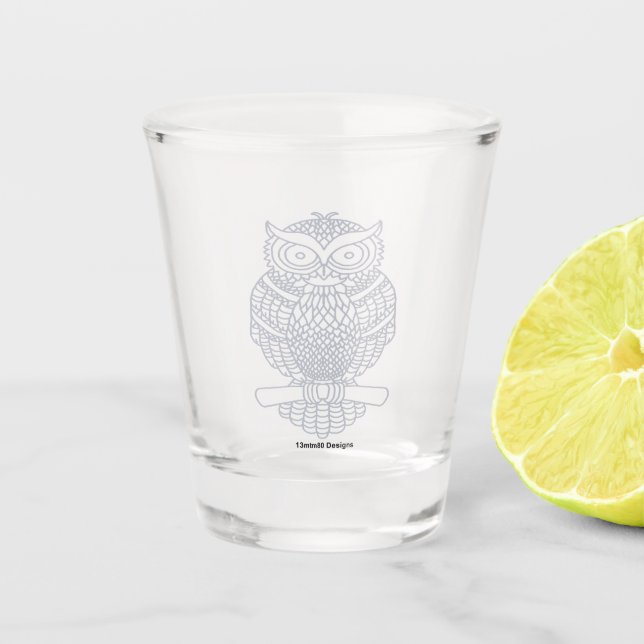 Búho - vaso de chupito (gris) (Anverso)