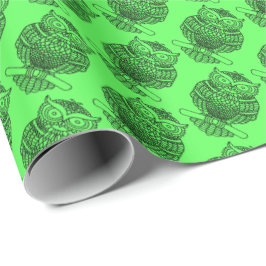 Búho (verde neón) - Papel de regalo